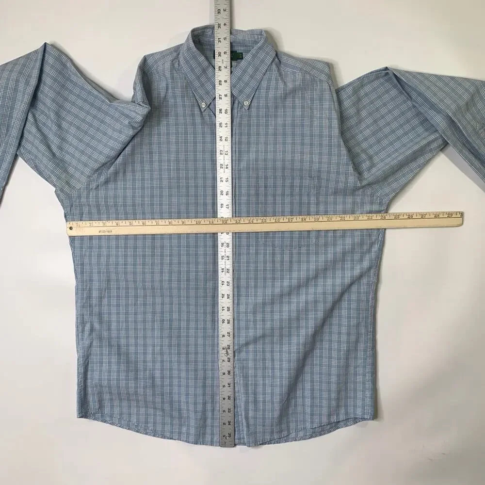 Vintage J Crew Shirt Mens 16 Blue Cotton Plaid Button Down Long Sleeve Dress